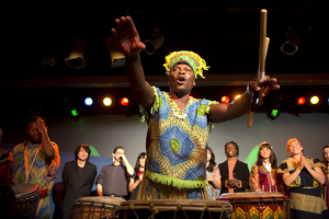 Biboti Ouikahilo, from the Ivory Coast, performs at the Music Beyond Borders festival Wednesday evening in the Schine Underground. The event was a part of Syracuse University’s International Education Week. There were 14 performing groups showcasing their cultures.