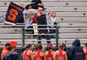 Marc Kuzio, the uncle of Syracuse's starting goalkeeper Jess Jecko, energizes the fans at J.S. Coyne Stadium at every Orange home game.