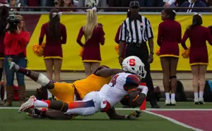 Ervin Philips falls just short of a touchdown in Syracuse's 40-3 win over Central Michigan in Mount Pleasant, Michigan, on Saturday. 