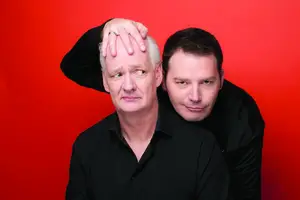 (From left) Colin Mochrie and Brad Sherwood,  comedians who regularly appear on the improv comedy show ‘Whose Line is it Anyway?” will perform at the Crouse Hinds Theater in the Oncenter on Thursday. The two performers have toured together for 11 years.       