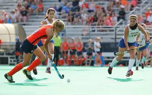Syracuse freshman Lieke Visser handles the ball during SU's win over Hofstra on Sunday. Visser scored two goals in the win, which snapped a three-game losing streak.