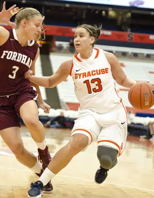 While Brittney Sykes, SU's leading scorer last year, heals from her torn ACL and meniscus, the Orange needs Brianna Butler (13) to consistently be the scorer she is capable of being.