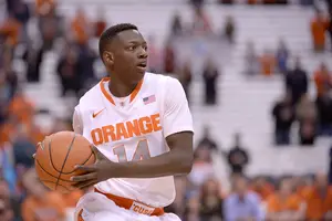 Kaleb Joseph had six assists and seven rebounds while helping Syracuse cut through Holy Cross' full-court press.