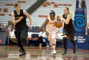 Diamond Henderson scored 16 points and five others scored in double figures in Syracuse's blowout win over Vermont.