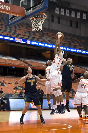 Syracuse forward Bria Day towers for a rebound in the paint during the Orange's 70-37 win over Canisius on Tuesday night.