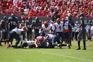 Syracuse struggled at times offensively in its 33-25 loss to NC State.