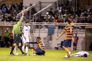 Luther Archimede was sent off for a second yellow card in the 51st minute of Friday's game with Pittsburgh. 