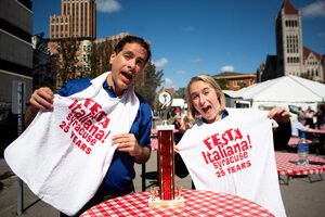 An annual highlight of Festa Italiana is the meatball eating competition, where competitors have 90 seconds to eat 10 meatballs. This year, Syracuse locals Brian Cocca and Violet Sciribio came in first and second place.
