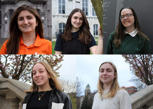 The 2024-25 Syracuse University cohort of Goldwater Scholarship recipients: Kerrin O’Grady (top left), Sadie Meyer (top middle), Serena Peters (top right), Gianna Voce (bottom left) and  Julia Fancher (bottom right).