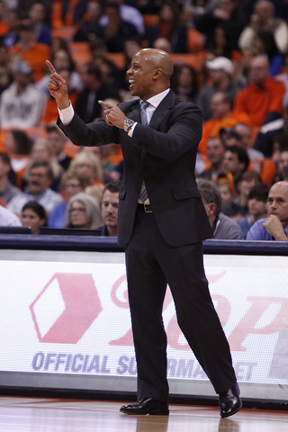 Eastern Michigan head coach and former Syracuse assistant coach Rob Murphy calls out instructions to his team.