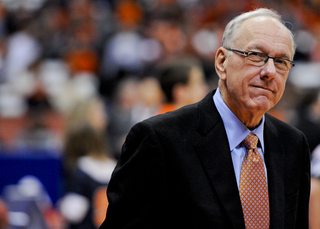 Syracuse head coach Jim Boeheim looks on during the Orange's win over Detroit.
