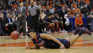 Detroit's Ray McCallum loses the ball during the Titans' loss to Syracuse.