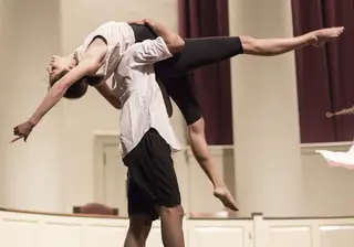 Oct. 19, 2013: Bailey Marks soars on Anthony Wright’s shoulder as they present a heartfelt dance to “Who You Are” by Jessie J. The two performed the act with JUICED Dance Troupe.