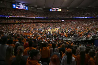Fans begin to fill nearly every corner of the Carrier Dome before the start of Syracuse-Duke at 6:30 on Saturday. 