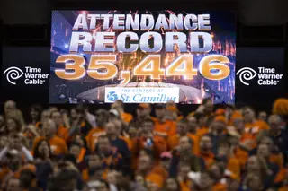 The attendance Saturday broke the national record for  basketball attendance at an on-campus arena. 