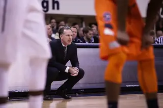 Pitt head coach Jamie Dixon watches from the sideline. 