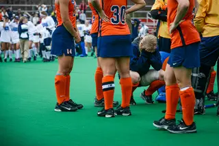 As UConn players celebrate a championship in the background, Syracuse players soak in the end of their season – the Orange's deepest postseason run in program history.