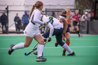 Brooks collides with a UConn defender. UConn’s defense was able to prevent the Orange from scoring at all during the national championship game.