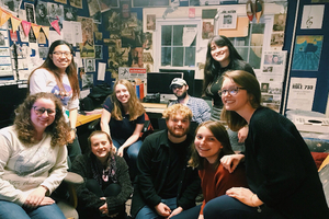 Staff members at The Daily Orange during a night of production at 744 Ostrom Ave. in spring 2018.