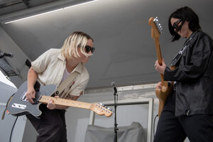 The Aces, an alternative pop band from Utah, perform their single “Girls Make Me Wanna Die” at Block Darty, a new event introduced by the University Union. The event also featured artists like Ella Jane and Sarah Kingsley.
