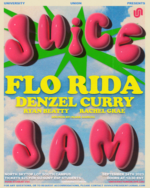 University Union has announced that Flo Rida, Denzel Curry, Ryan Beatty and Rachel Grae will be performing at Juice Jam 2023. Tickets go on sale on Wednesday, Sept. 13. 
