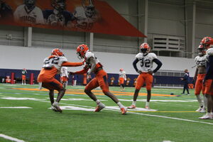 Syracuse held its sixth spring practice available to the media. Quarterbacks coach Nunzio Campanile spoke to the media about his new role. 